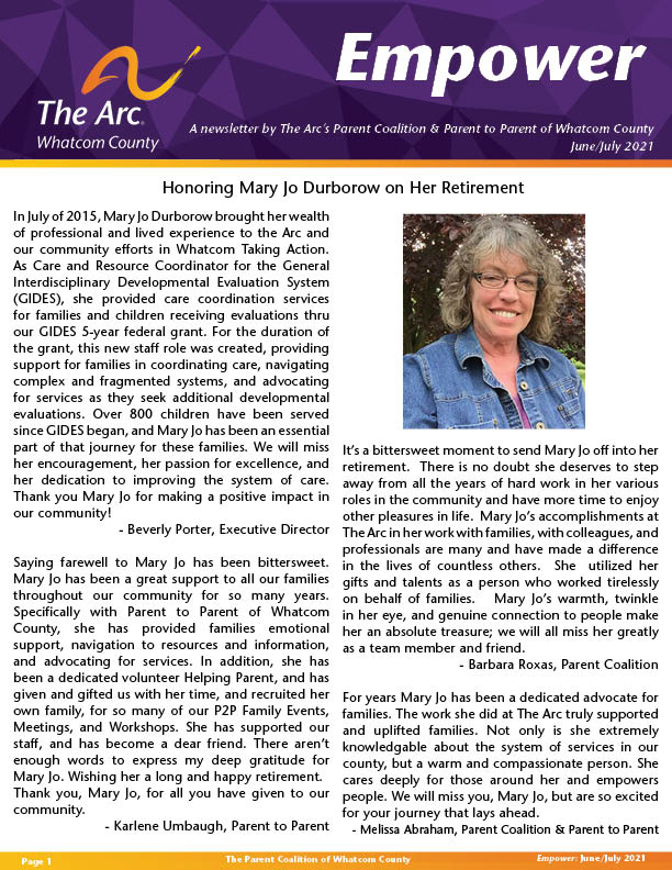 June/July 2021 Newsletter – The Arc of Whatcom County